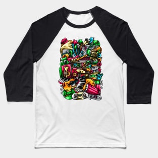 Music Doodle Illustration Baseball T-Shirt